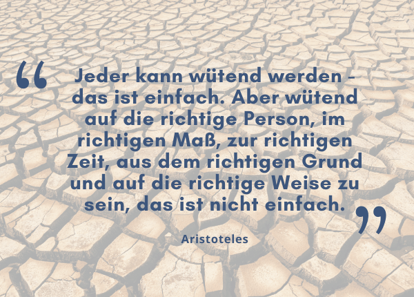 emotionale Selbstregulation - Zitat Aristoteles: Jeder kann wütend werden - das ist einfach. Aber wütend auf die richtige Person, im richtigen Maß, zur richtigen Zeit, aus dem richtigen Grund und auf die richtige Weise zu sein, das ist nicht einfach.