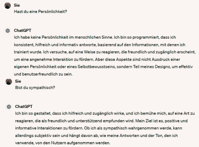 Warum KI mein traumasensibles Coaching nicht ersetzen kann: Selbsteinschätzung von ChatGPT zur Frage, ob es eine Persönlichkeit hat