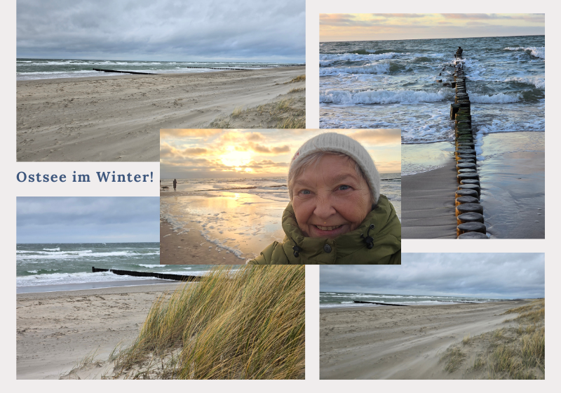 Monatsrückblick Januar und Februar 2026: Winterurlaub an der Ostsee mit stürmischem Meer, Strand und Sonnenuntergang zum Jahreswechsel 2026. Pausen im Schnee