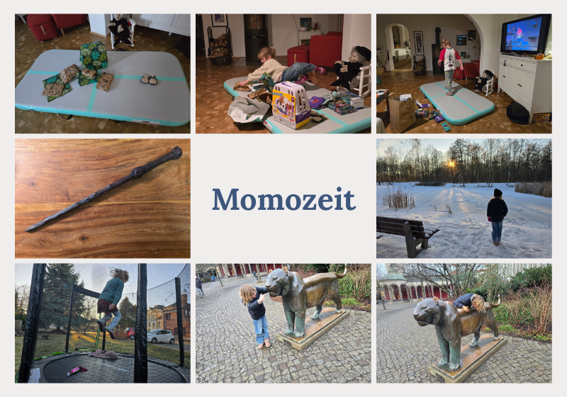 Monatsrückblick Januar und Februar 2026: Weihnachts- und Geburtstagsnachfeier mit Enkelin Momo, Spielmomente, Winterspaziergang und Trampolinzeit.